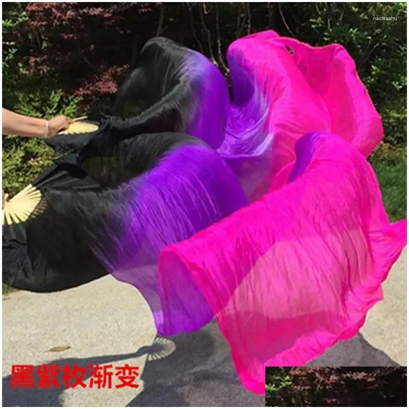 stage wear -sale 1pair/2pcs real silk belly dance veil fans bamboo handmade dyed performance long fan bellydance