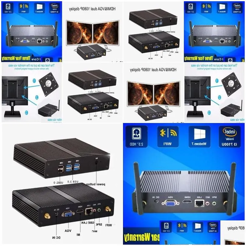 mini pcs intel core i3 7100u 6006u pc windows 10 barebone computer ddr3 24ghz dgekr drop delivery computers networking accessories