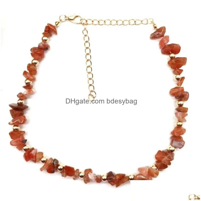 Irregular Natural Energy Crystal Stone Beaded Chain Necklaces Chokers For Women Girl Party Club Decor Jewelry