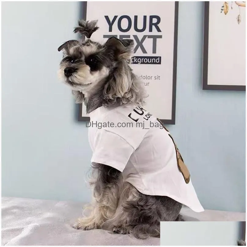 Summer Pet Clothes Designer pet coat Teddy Poodle Luxurys Puppy Fashion T Shirt Bear Printed Letter Dog Clothes Pure Cotton