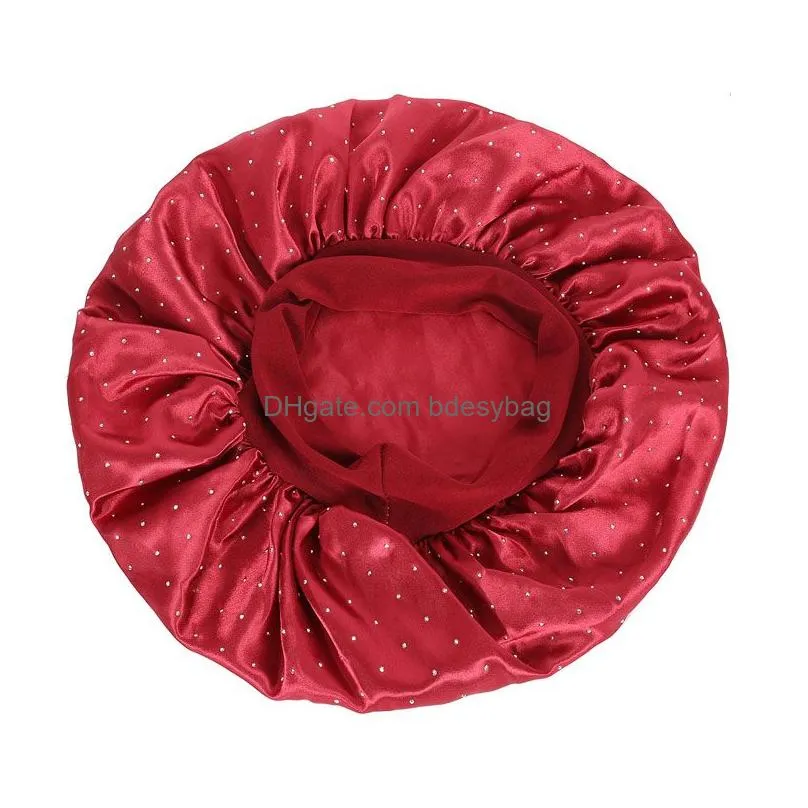 Solid Color Satin Wide Band Night Hats For Women Lady Elastic Sleep Caps Bonnet Hair Care Fashion Accessories Beanie