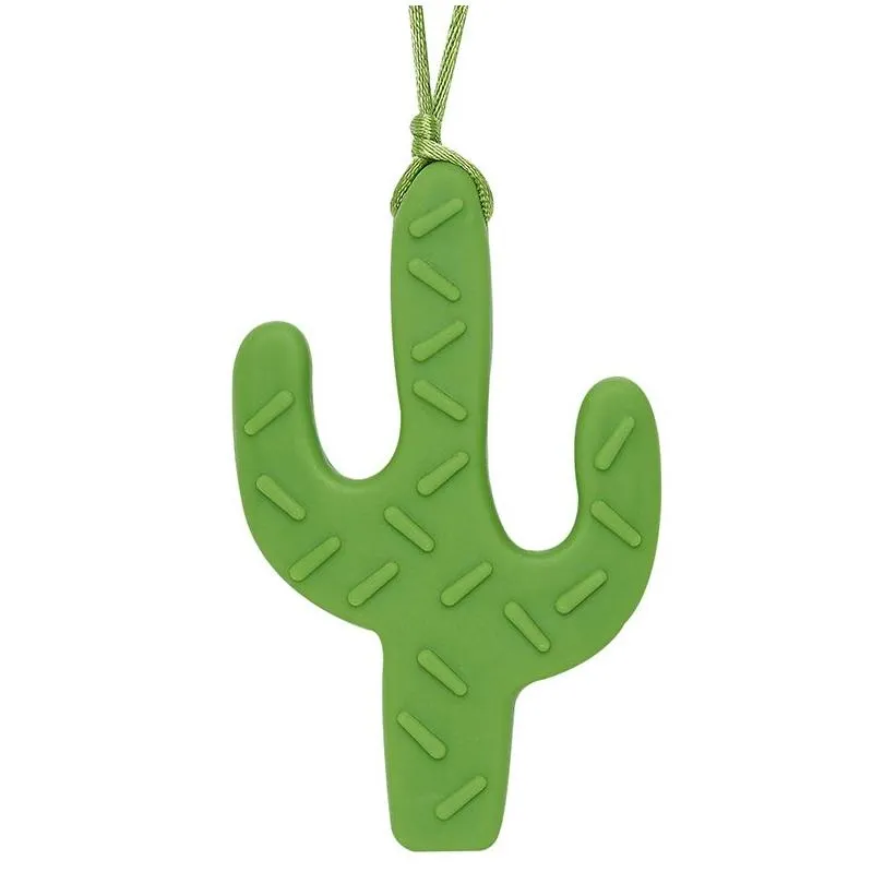 cactus teething necklace silicone teether food grade silicone cacti beads baby chew toy sensory nursing necklace chewable pendant