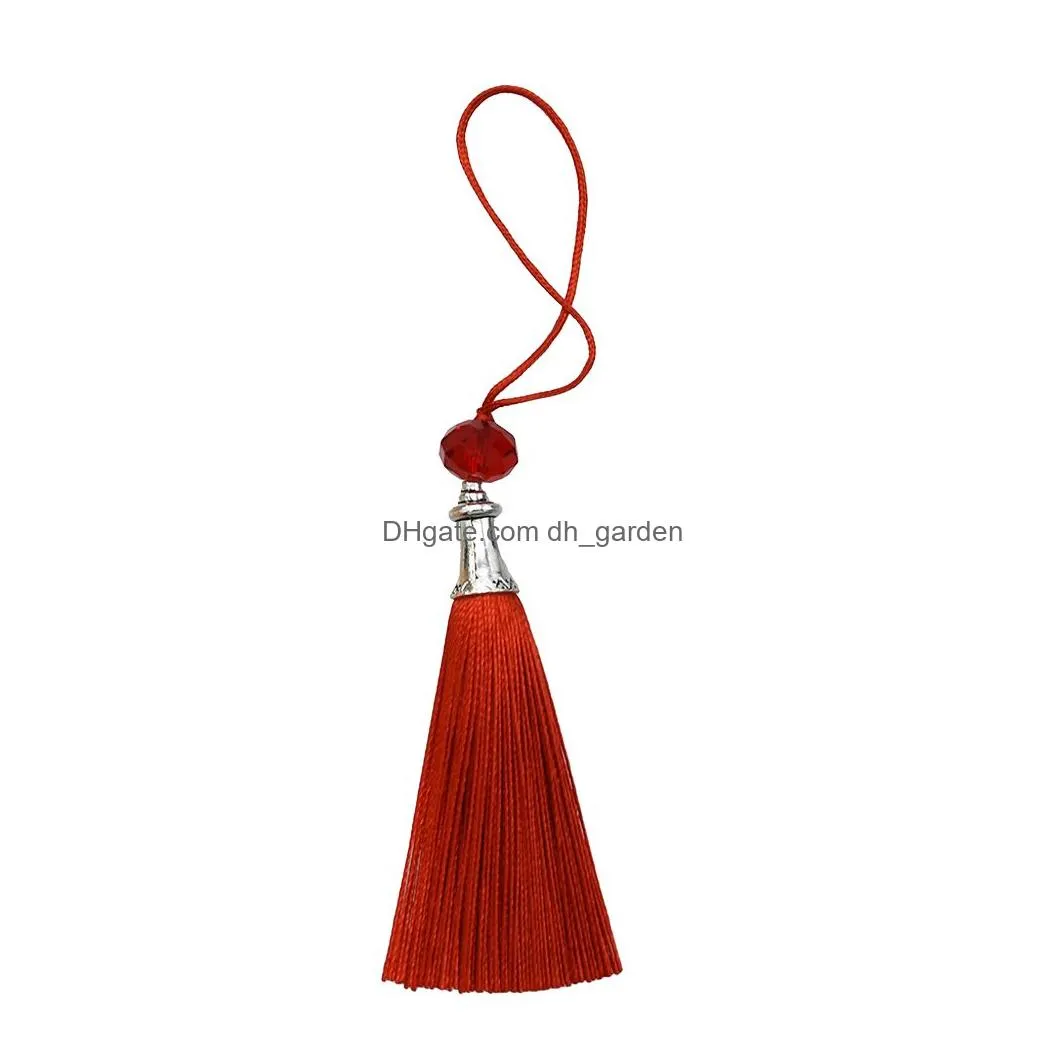 10Pcs/Lot 4 Colors Acrylic Beads Thread Long Tassel Charm Pendants For Keychains Necklace DIY Jewelry Making Findings