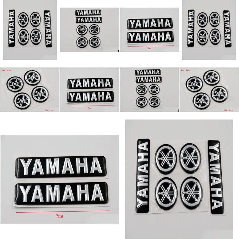 black silver 3d emblem decal 7cm plus tuning fork 3cm for all yamaha models motorcycles custom1660969