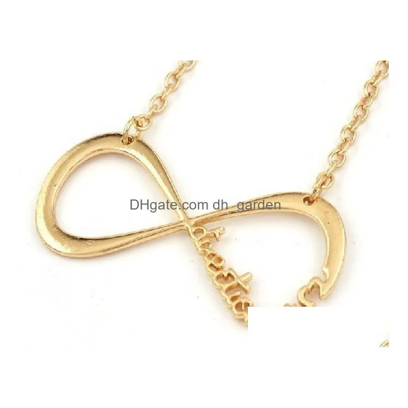 European Style Gold Silver Plated Alloy UK One Direction infinite Eight Shape Pendant Necklacest