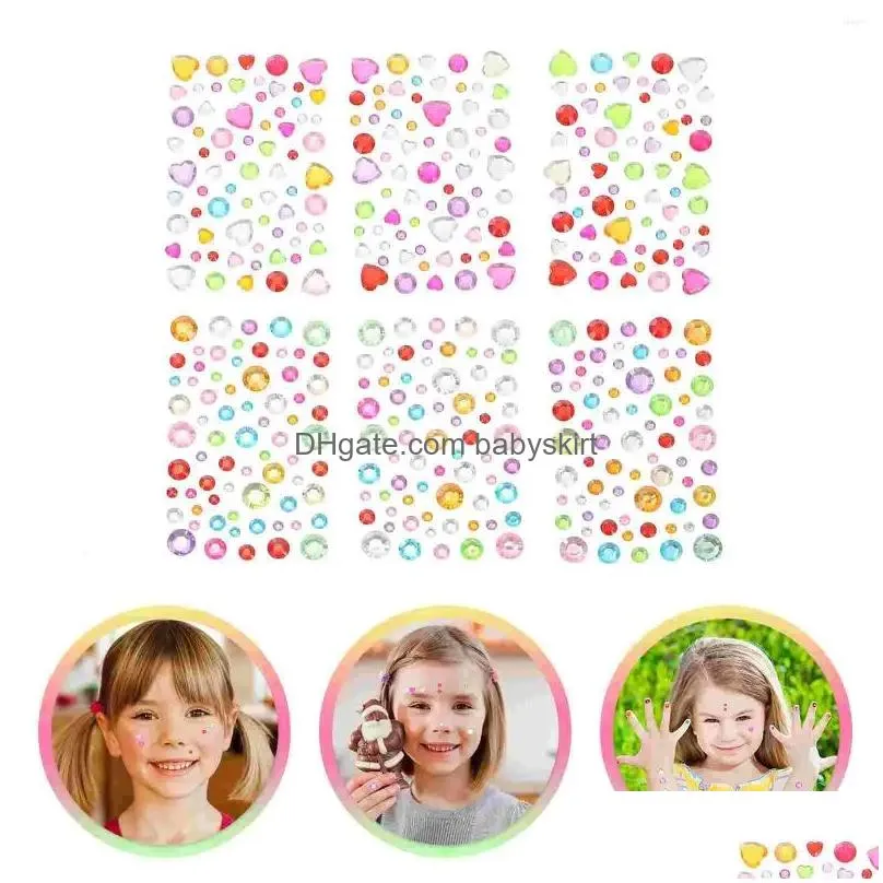 Nail Art Decorations 12 Sheets Face Rhinestone Stickers Makeup Rhinestones For Eyes Gems Jewels Child Kids Drop Delivery Dhfvj