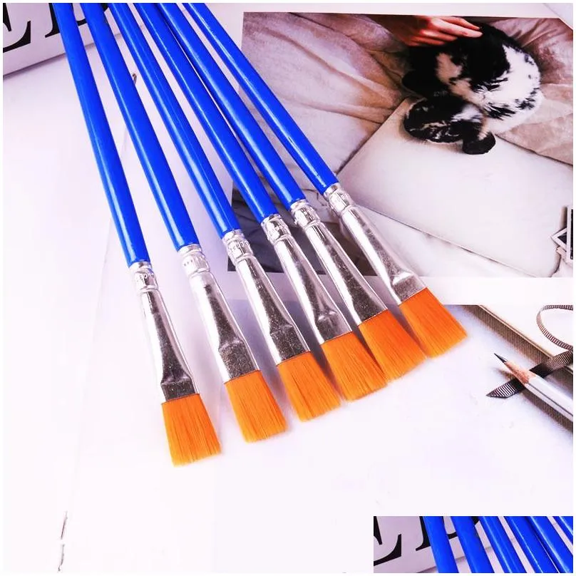 paint brushes set 50 pcs kids nylon flat hair small oil watercolor artist painting kits bulk for children