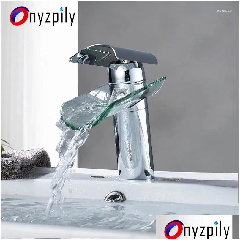 bathroom sink faucets basin faucet glass torneira orb chrome nickel waterfall tap single handle cold banheiro