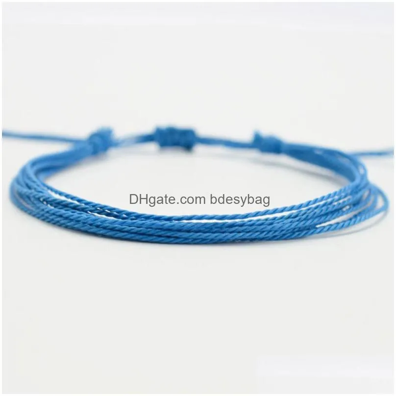 Handmade Rope Braided Solid Color Multilayer Swimming Charm Bracelets For Women Men Lover Adjustable Jewelry