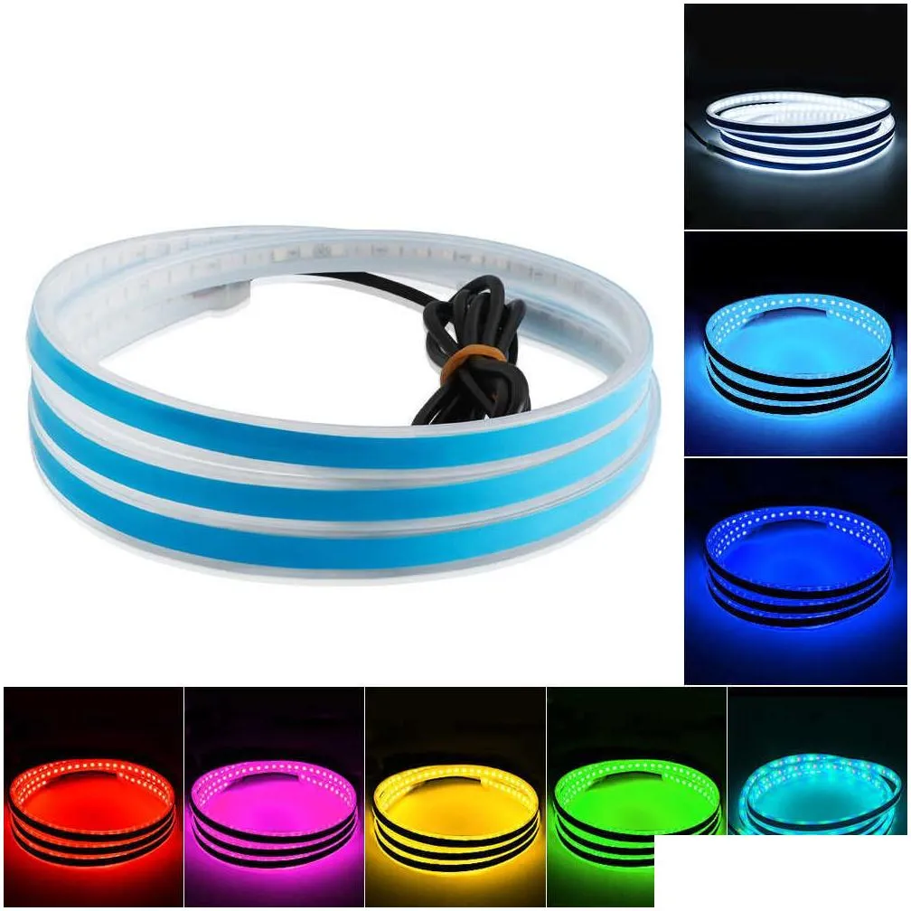 Decorative Lights New 12V Car Scan Lighting Daytime Running Light Hood Strip Waterproof Diy Cutter Lights Decorative Ambient Neon Lamp Dhfzj