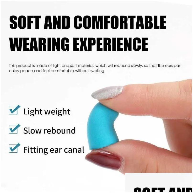 Other Interior Accessories New 2Pcs Slee Anti-Noise Ear Plugs Soft Sponge Earplug Protection Soundproof Noise Reduction Earplugs Uni D Dhq7L