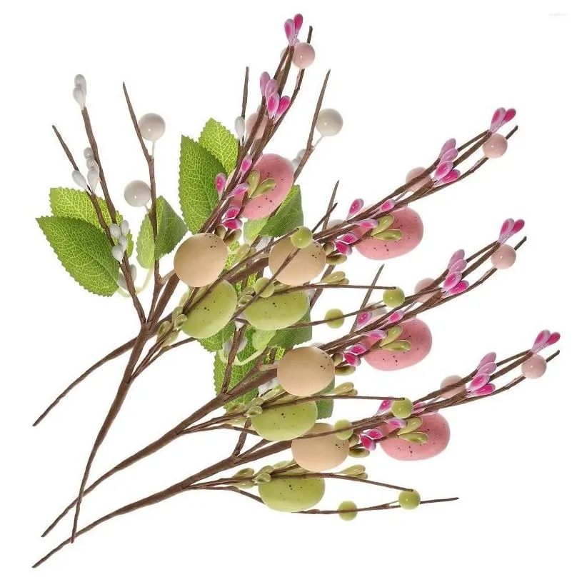 decorative flowers easter egg twig branches vase arrangement artificial simulation berry cuttings indoor home decor