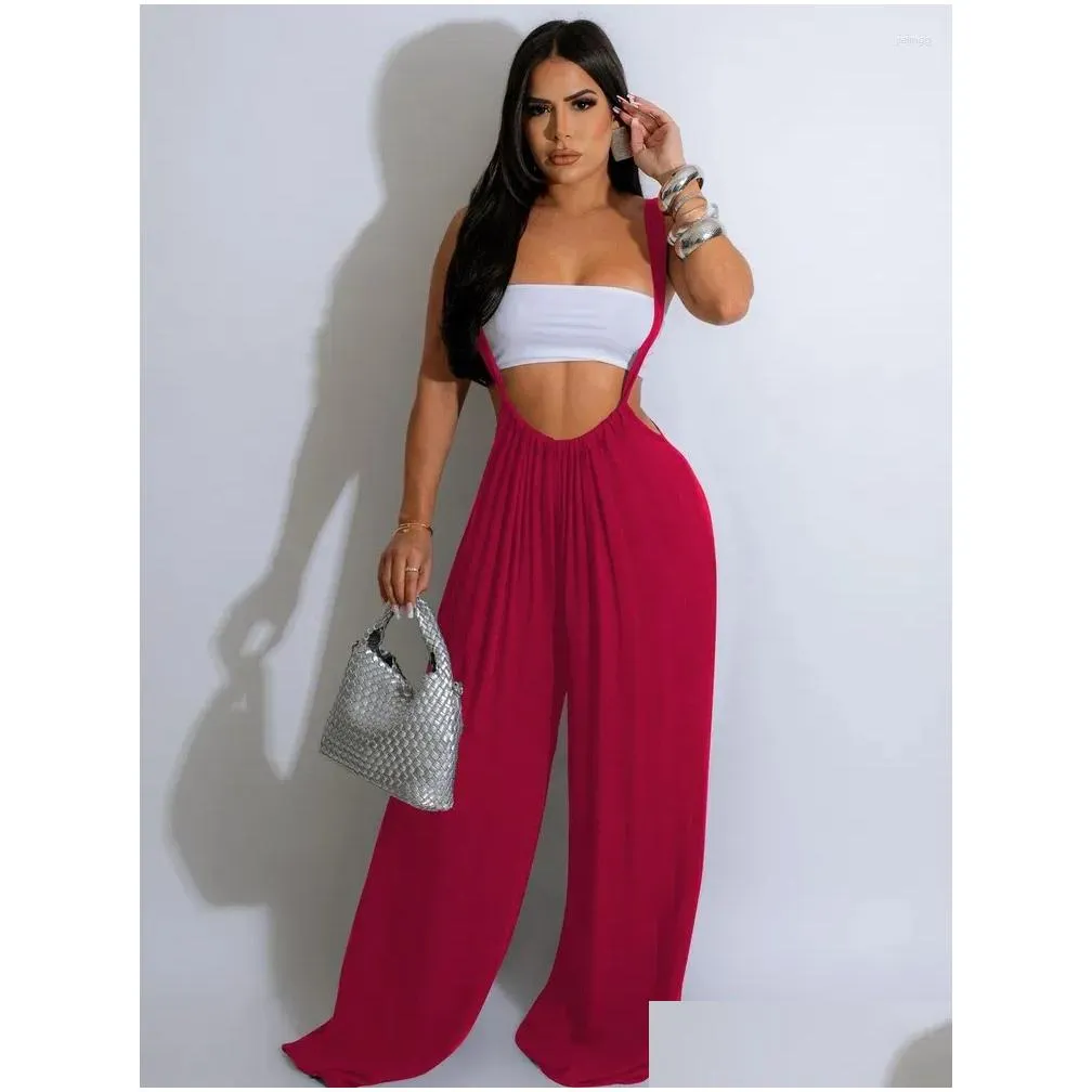 women`s pants fashion lounge 2 piece overalls outfits autumn clothes for women backless crop tube top ruched floor length rompers loose