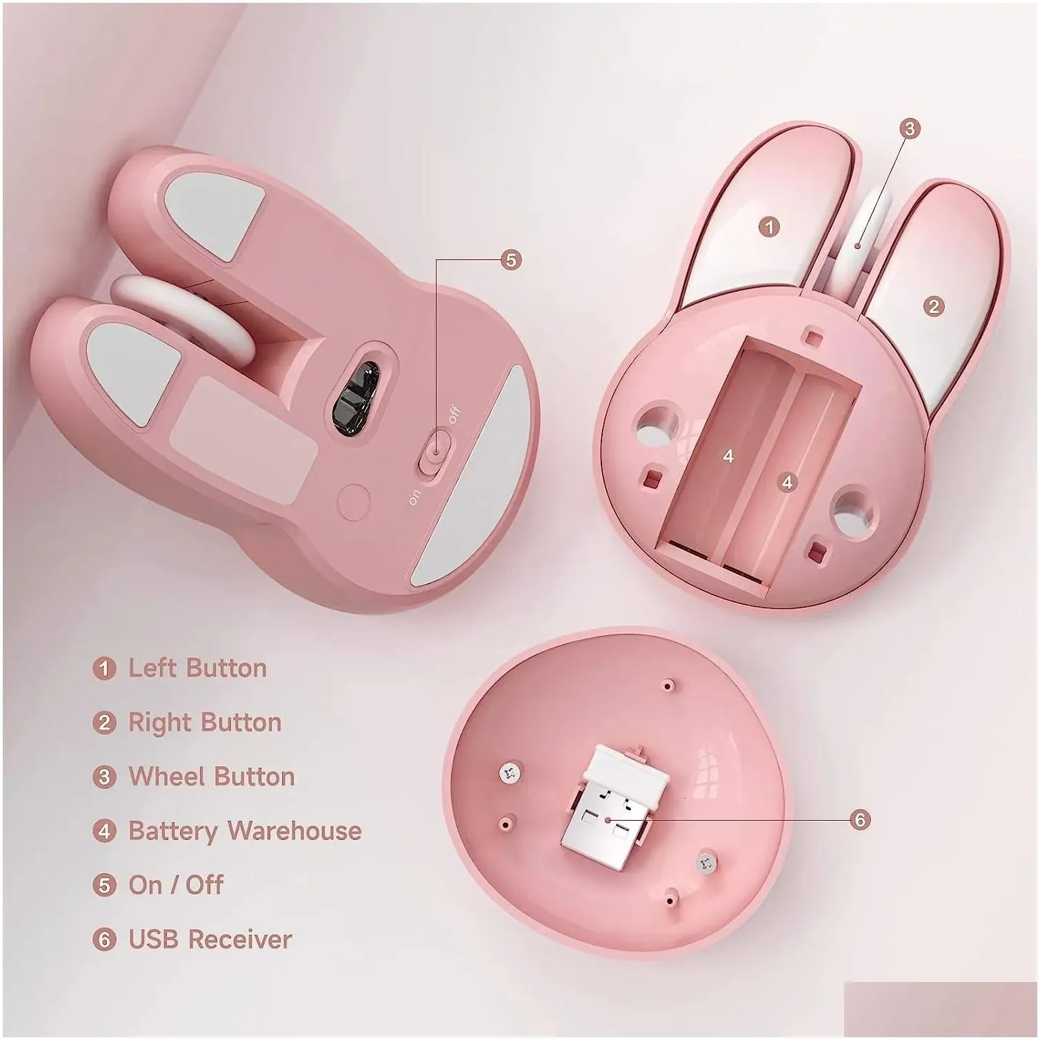 mice mofiiwireless silent mouse cute rabbit design 2 4 ghz with usb mini receiver optical for laptop pc computer notebook 231117