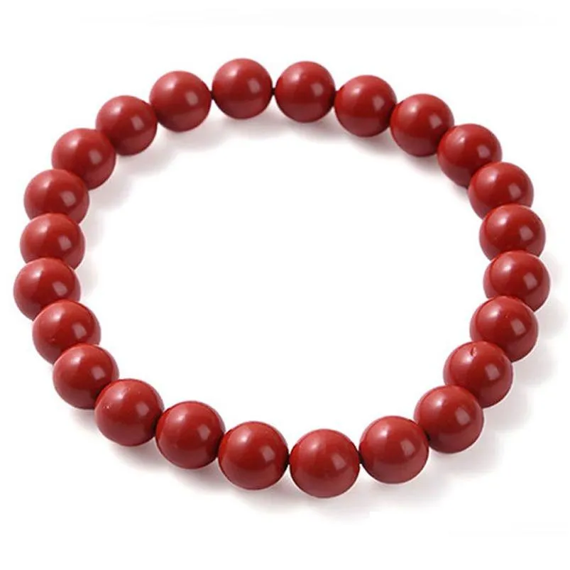 Unisex Natural Stone Red Color Strands Beaded Charm Bracelets For Wome Men Lover Birthday Handmade Elastic Jewelry