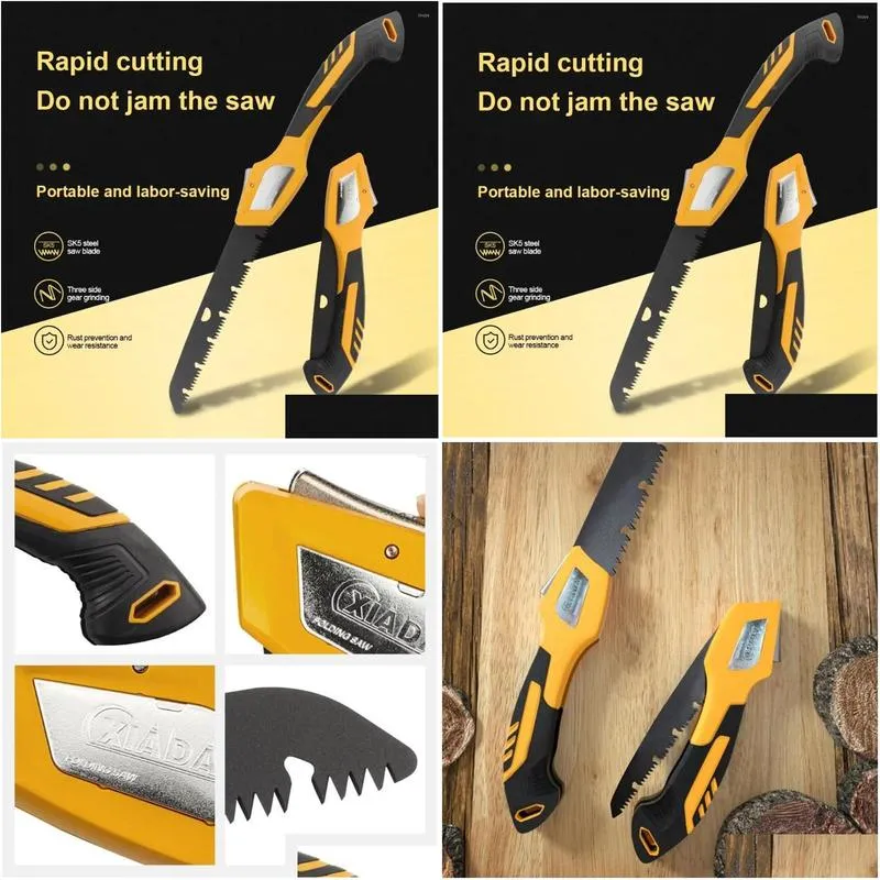 folding japanese style collapsible sk5 steel blade cutting tools triple-bevel teeth hand saw