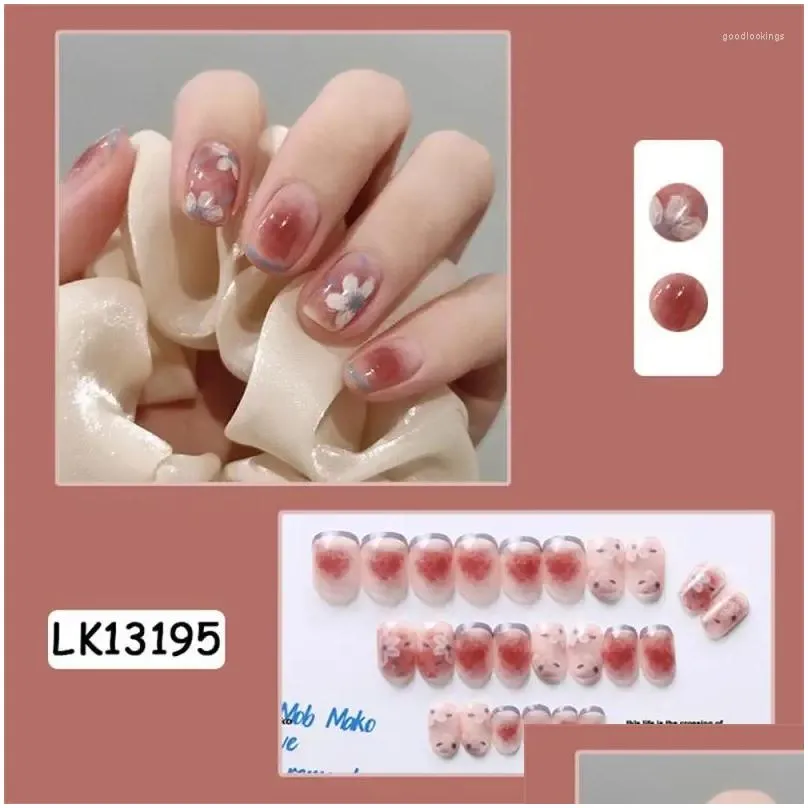 false nails fake press on nail designs art long tips forms with glue stick stickers reusable set acrylic artificial