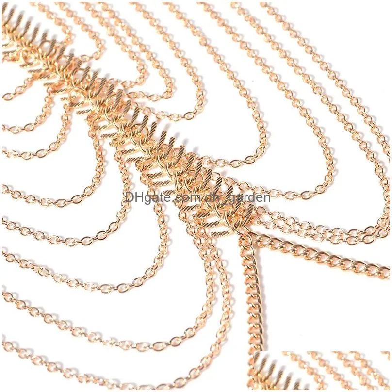 idealway 2 Colors Gold Silver Plated Necklace Statement Hollow Out Flower Body Chain Beach Jewelry Accessories