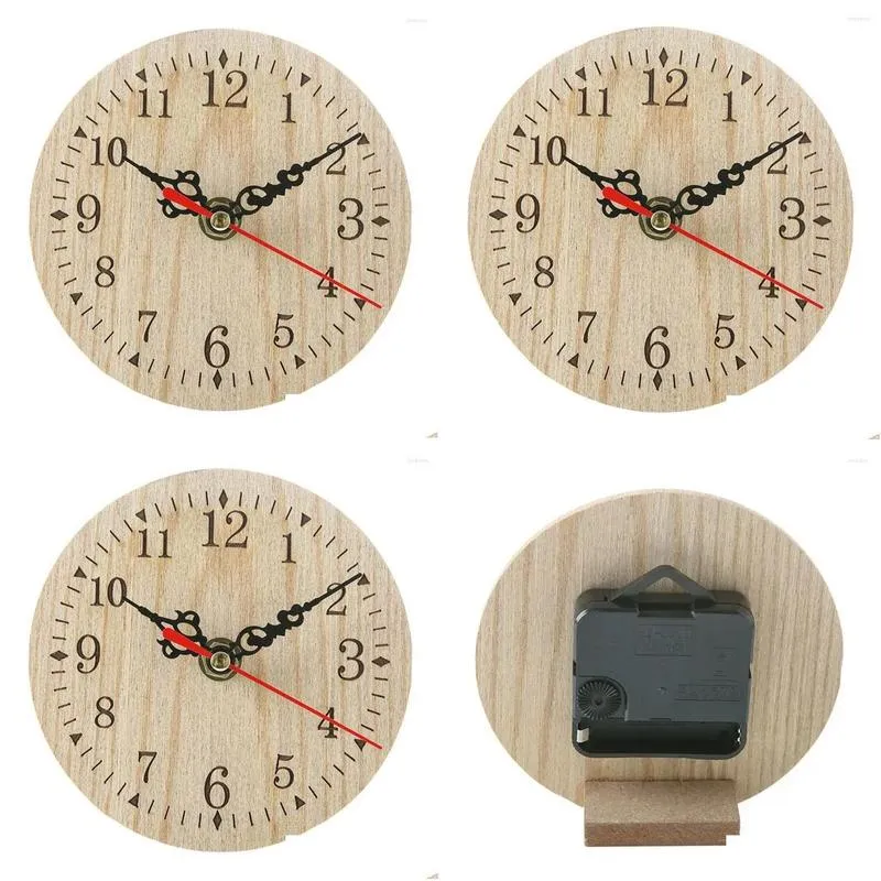 wall clocks retro vintage style wooden round small desk clock quiet numerals quartz for home decoration necessity