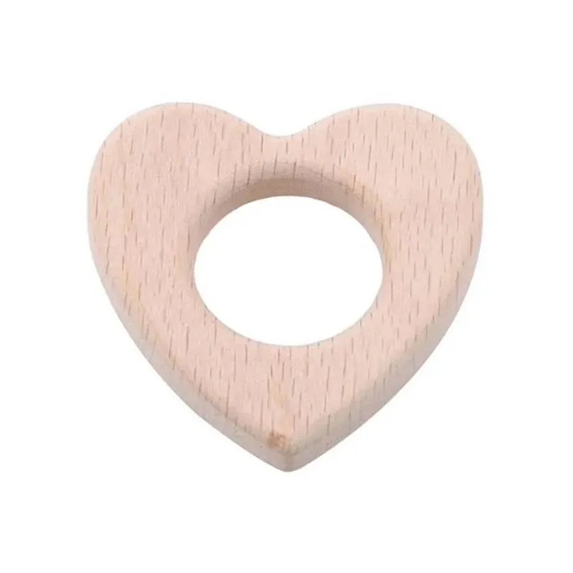 hot newborn gift baby wood teether wooden soother heart shape teething toy organic baby toy baby pacify teetherzz