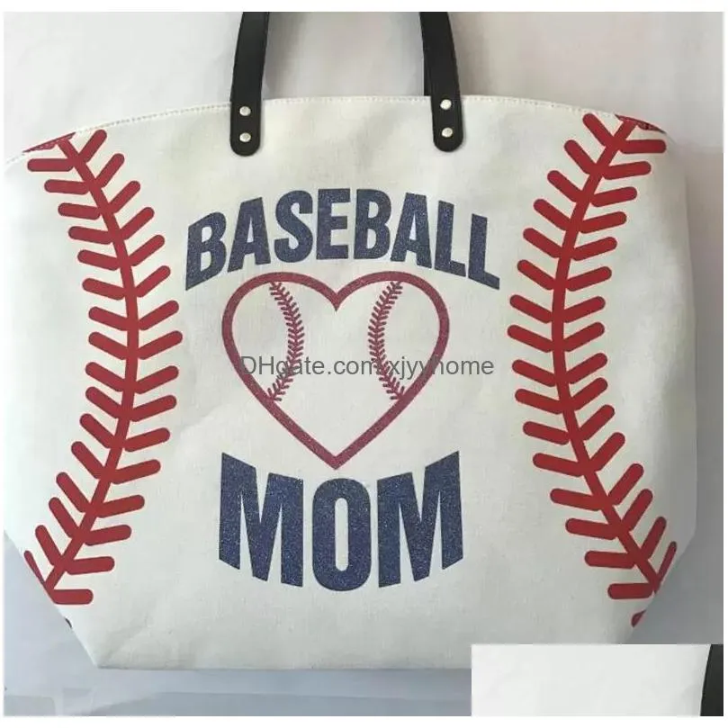 Arts And Crafts Canvas Bag Baseball Tote Sports Bags Casual Softball Football Soccer Basketball Cotton Bag5393204 Drop Delivery Dhjr7