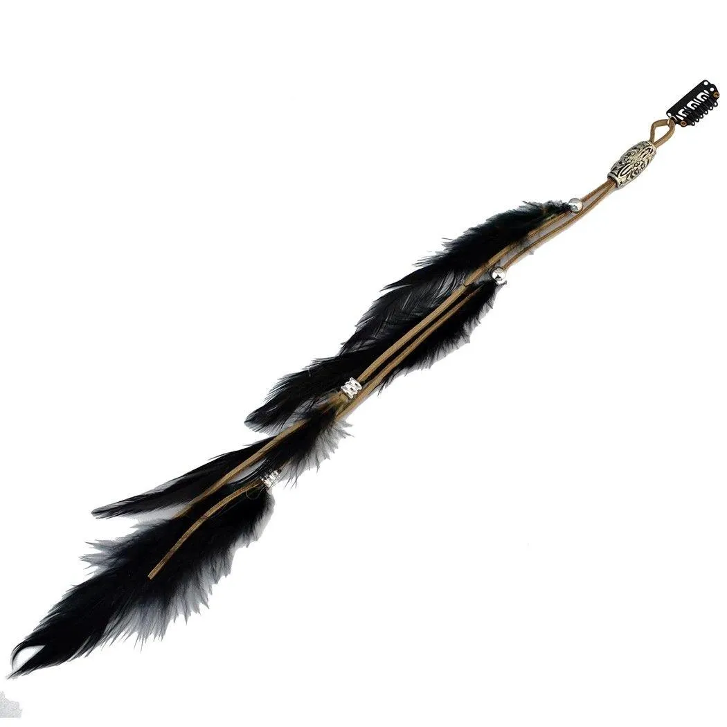 Vintage Fashion Handmade Ethnic Tribal Leather Feather Hairband Hair Hairpin Hair Clip