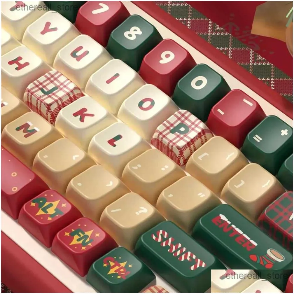 keyboards kyomot 158 keys merry christmas theme keycaps cherry profile keycap iso pbt dye sub for mx switch diy layout mechanical keyboard