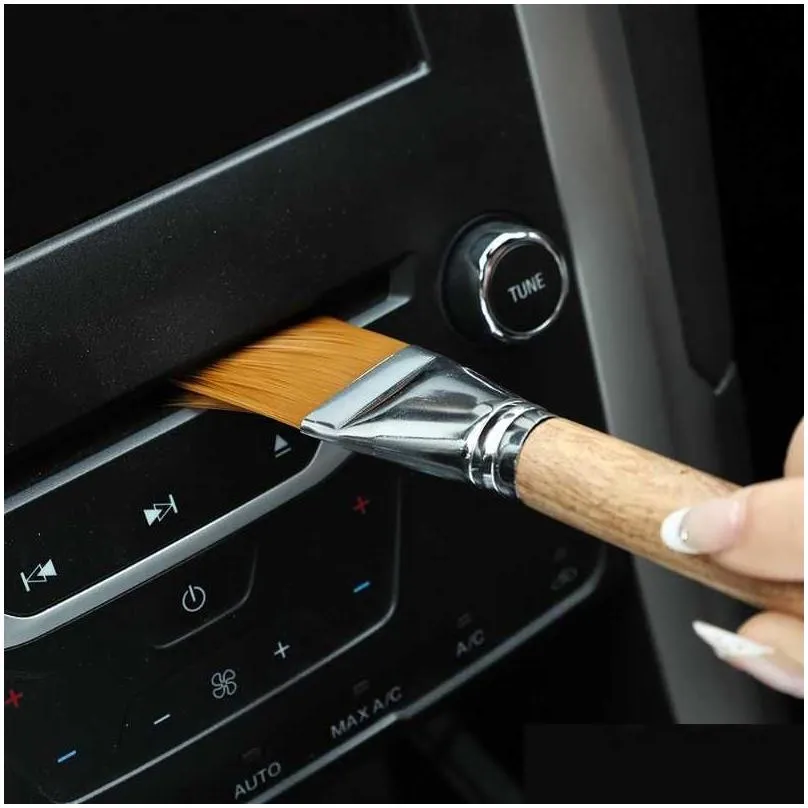 Other Interior Accessories New Car Interior Details Cleaning Brush Wooden Handle Air Outlet Clearance Dust Removal Portable Tool Drop Dhyp8