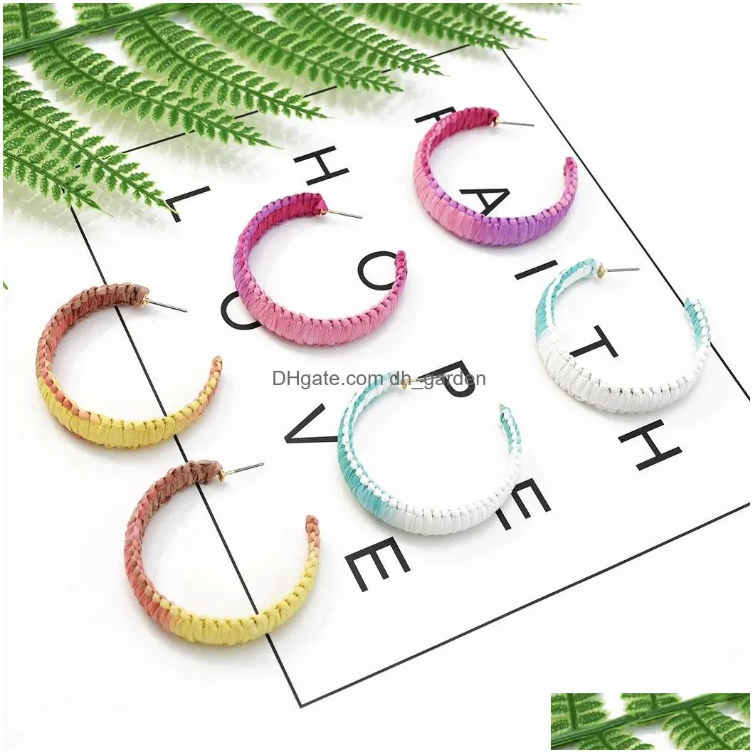 Hand-Knitted Rattan Round Ear Hanging Simple Jewelry for Woman Jewellry