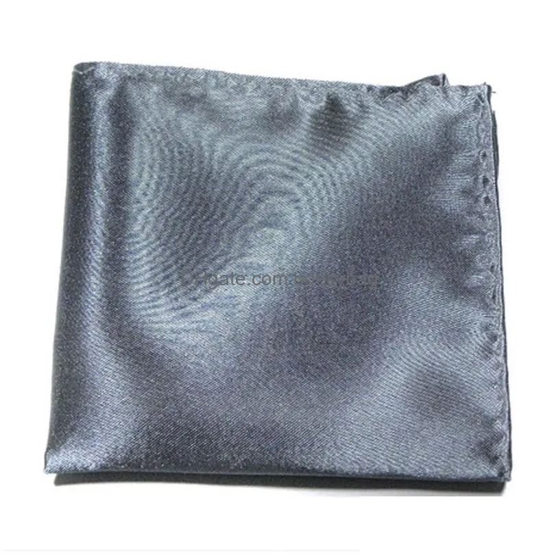 Pocket Square 23X23Cm Solid Color Satin Pocket Squarehandkerchiefs For Men Wedding Business Office Suit Decor Towel Fashion Accessori Dhsys