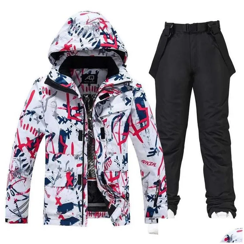 other sporting goods -30 new fashion men`s and women`s ice snow suit wear waterproof winter costumes snowboarding clothing ski jackets + strap pants