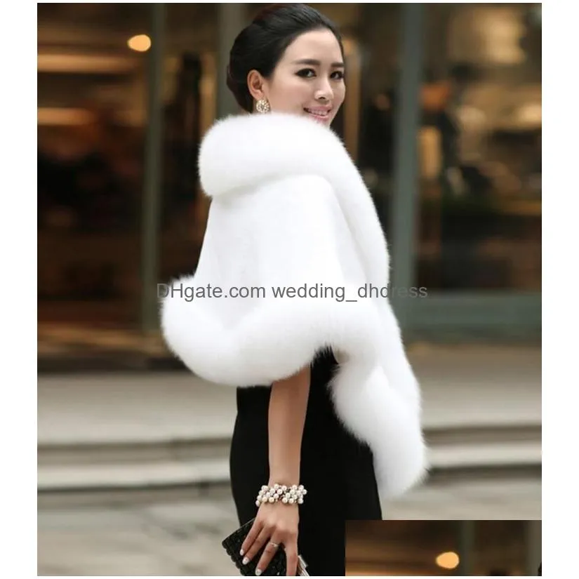 bridal wraps 10 colors mixed orders autumn winter long fox faux fur evening dress shawl cloak scarf female party cocktail187w