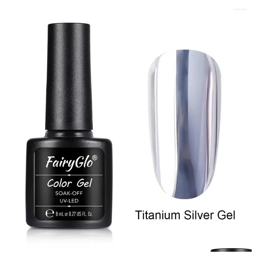 nail gel fairyglo 8ml mirror titanium polish uv varnish use with gemstone glass soak off semi permanent art
