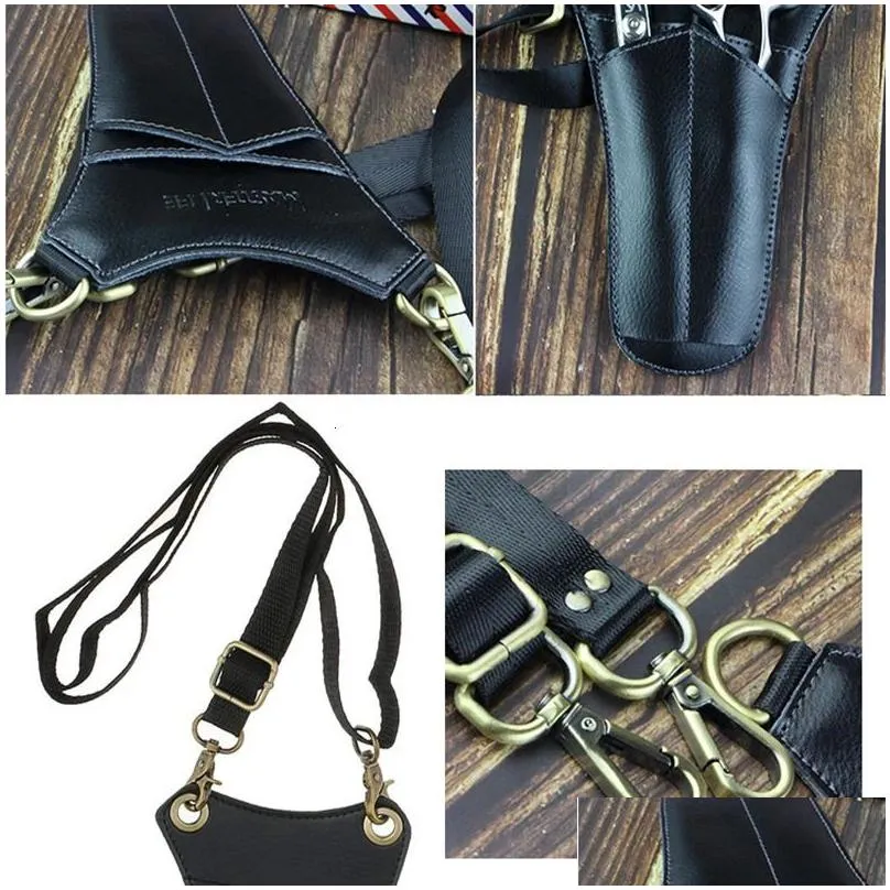 hair salon leather hair scissors comb brushes bag pack salon stylist hairdresser shears holster case with strap kappers tas koffer