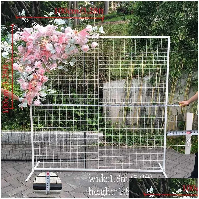 party decoration wedding flower wall stands square metal grid background stand arch iron shelf home stageparty