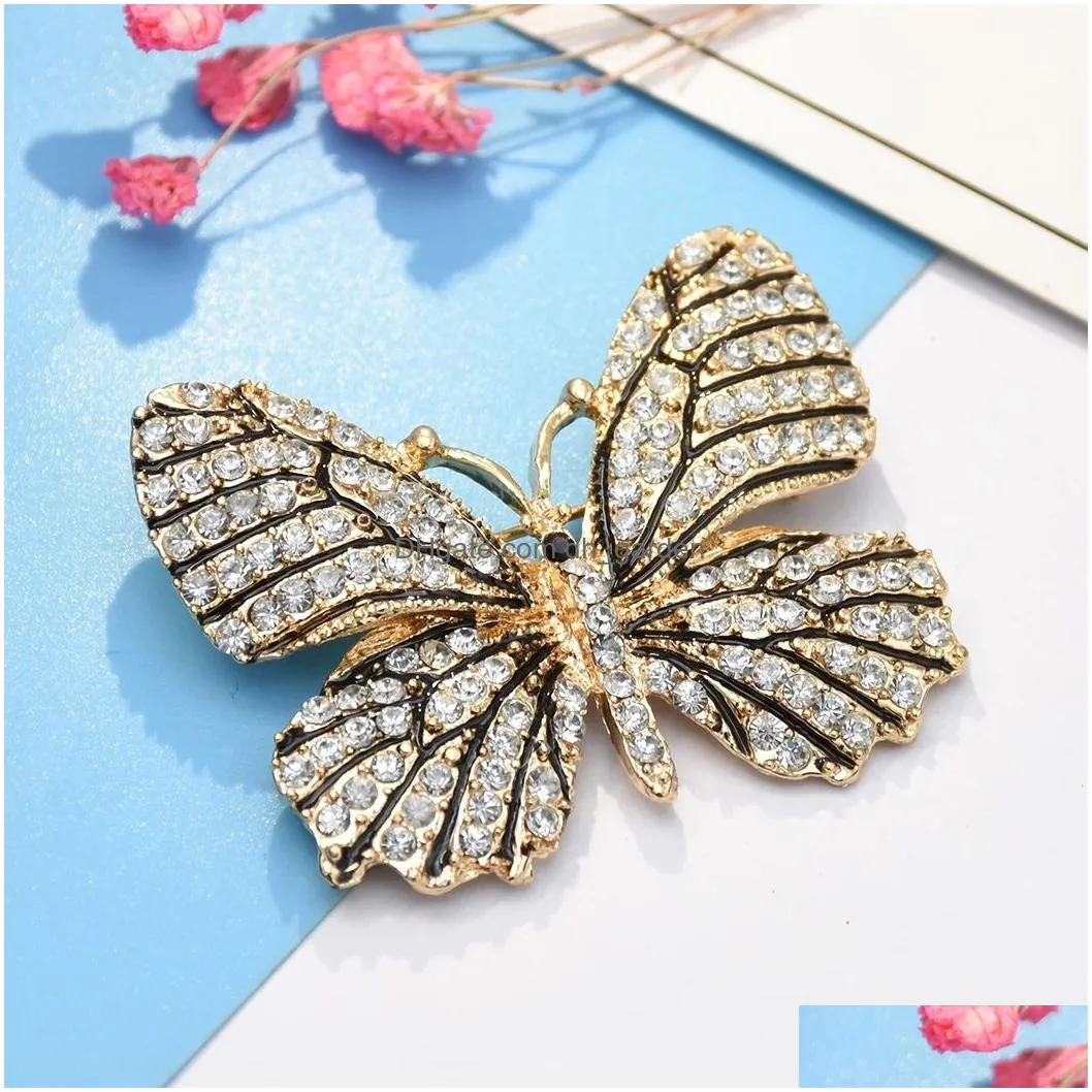 Cute Butterfly Brooches For Women Rhinestone Crystal Dress Accessories Gift Brooches