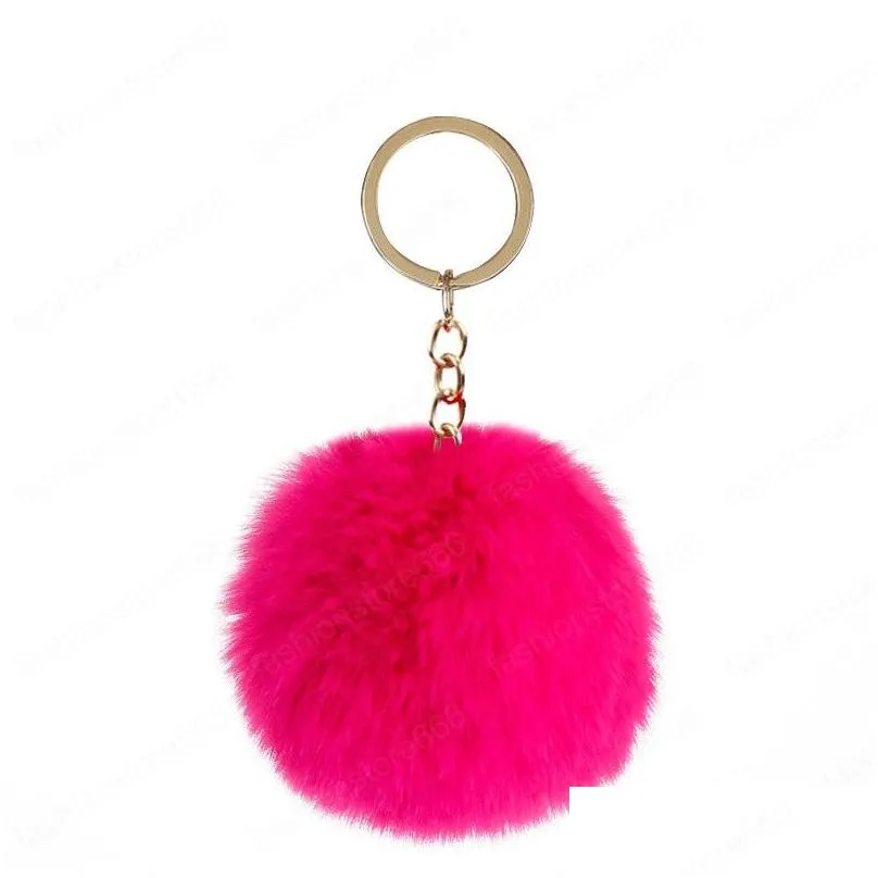 16 colors fluffy fur keychain soft faux rabbit fur ball car keyring pompom key chains women bag pendant jewelry gifts