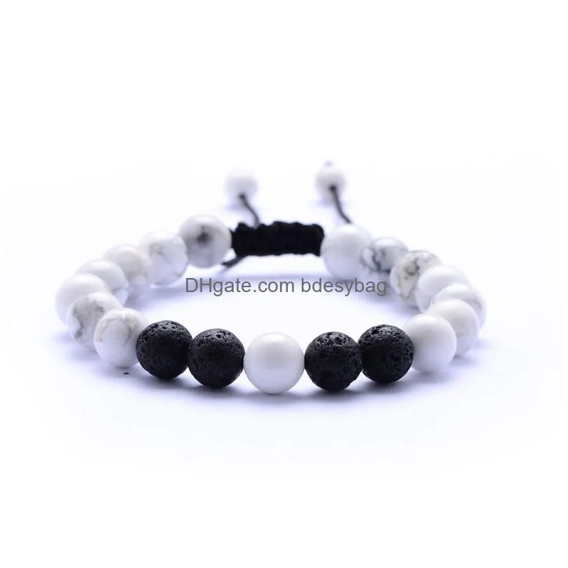 8mm Natural Stone Handmade Rope Beaded Charm Bracelets For Women Men Lover Party Club Fashion Jewelry