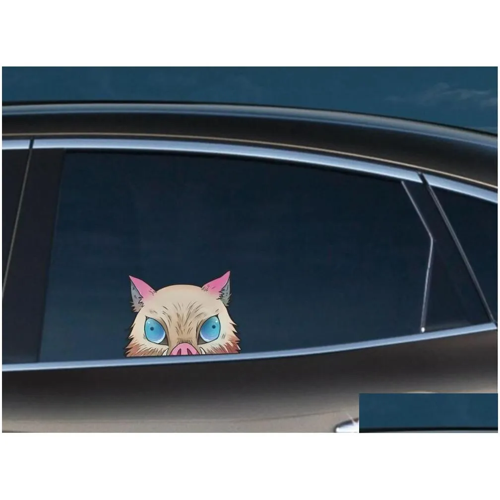 three ratels a579 3d cartoon car sticker for nezuko kamado peeker big head anime vinyl rear windshield trunk stick5556082