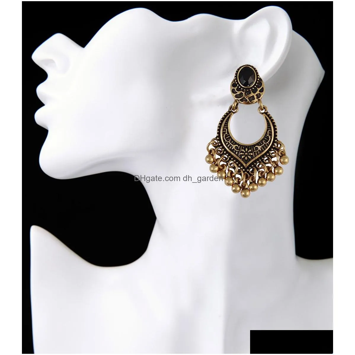 Fashion Bohemian Vintage Gold Silver Plated Carving Drop Shape Dangle Earrings For women Jewelry