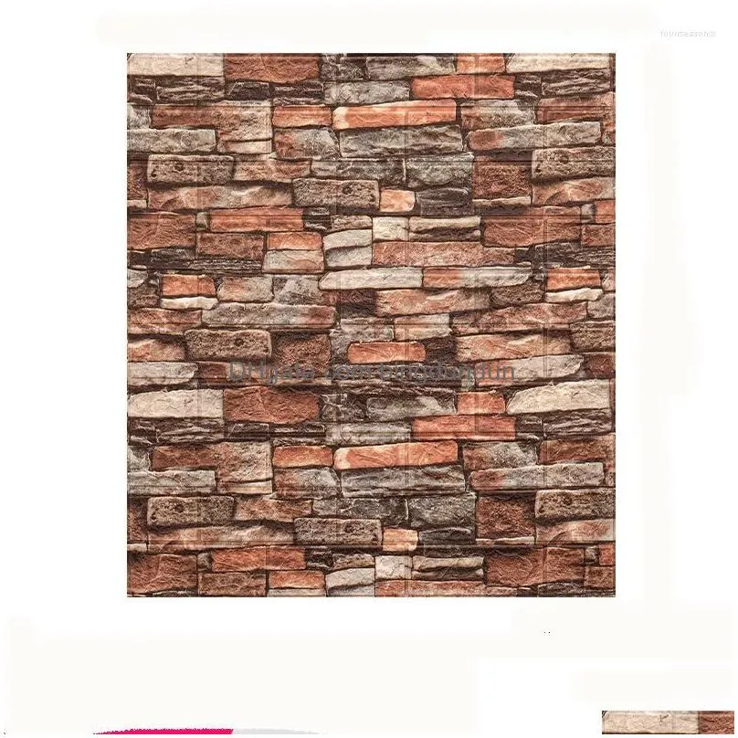 Wall Stickers 3D Brick Sticker Wallpaper Waterproof Peel And Stick Panels Moisture-Proof Room Diy Self-Adhesive Home Decoration Drop Dht8O