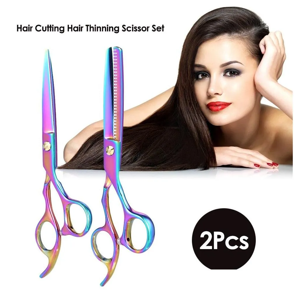 2pcs hair cutting set hair thinning scissor hairs shear kit for hairdressing salon haircut tool toadult & children