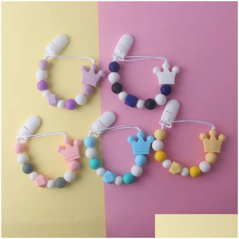 euro america safe infant baby silicone soothers & teethers crown shape and beads design health care teething training infant