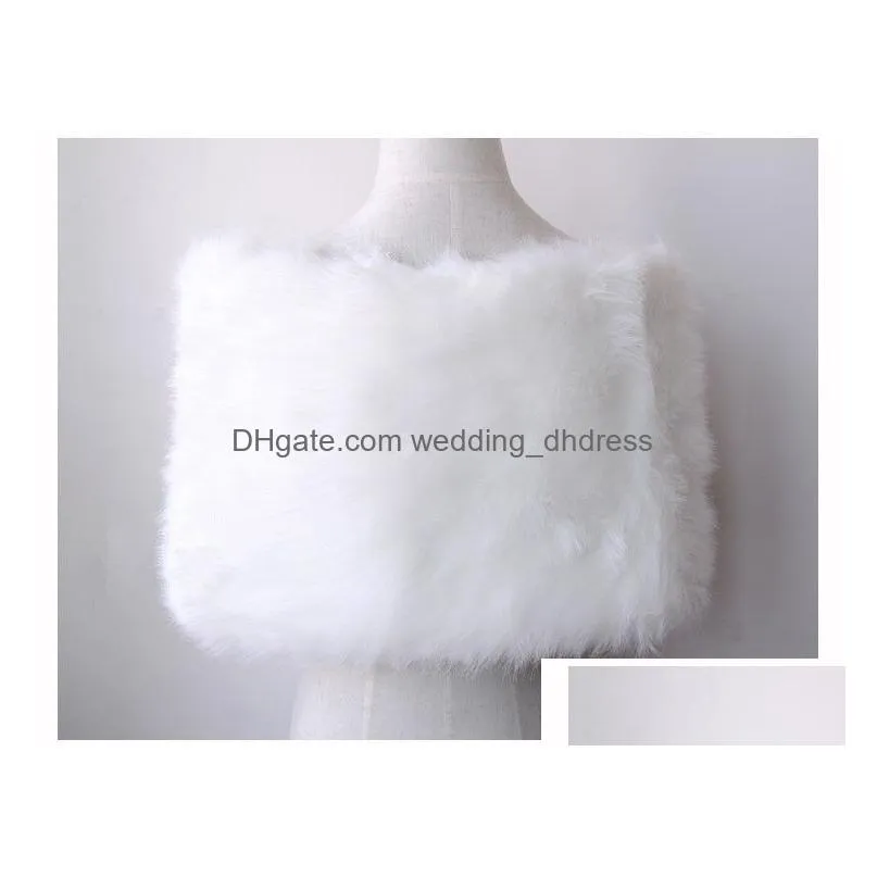 in stock white faux fur wedding bridal winter wrap shawl scarf cold weather coat3486