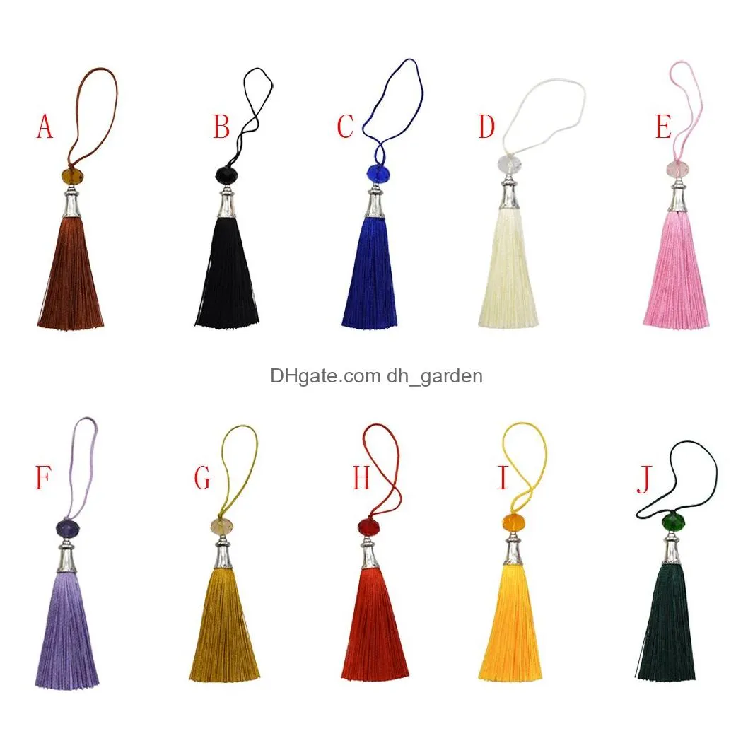 10Pcs/Lot 4 Colors Acrylic Beads Thread Long Tassel Charm Pendants For Keychains Necklace DIY Jewelry Making Findings