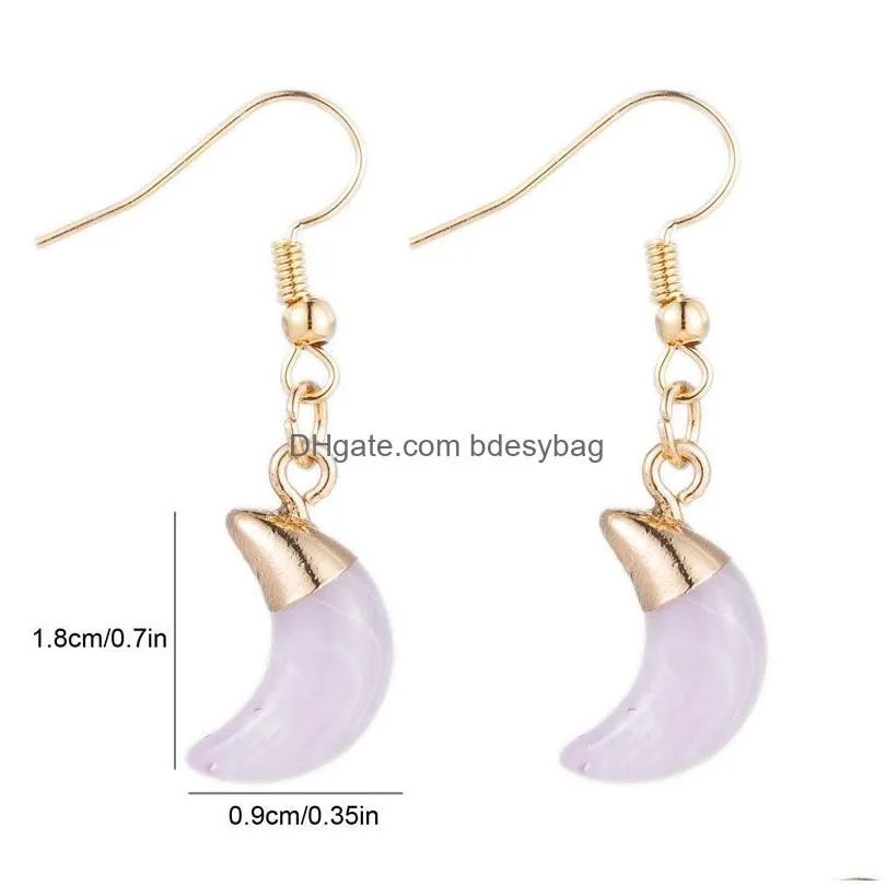 Handmade Gold Plated Resin Moon Pendant Dangle Earring Jewelry For Women Girl Party Decor Fashion Accessories