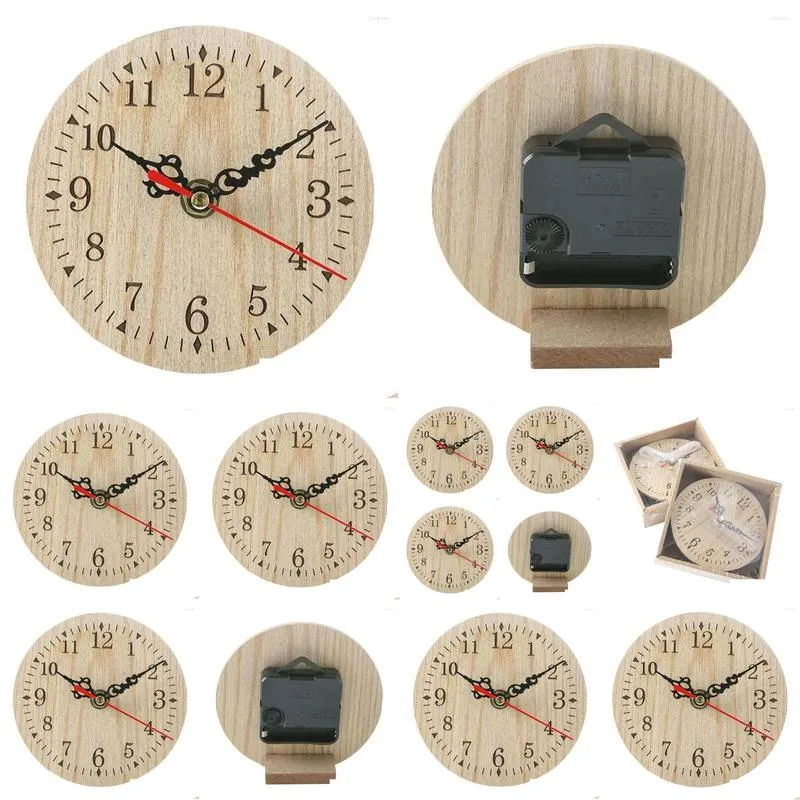 wall clocks retro vintage style wooden round small desk clock quiet numerals quartz for home decoration necessity