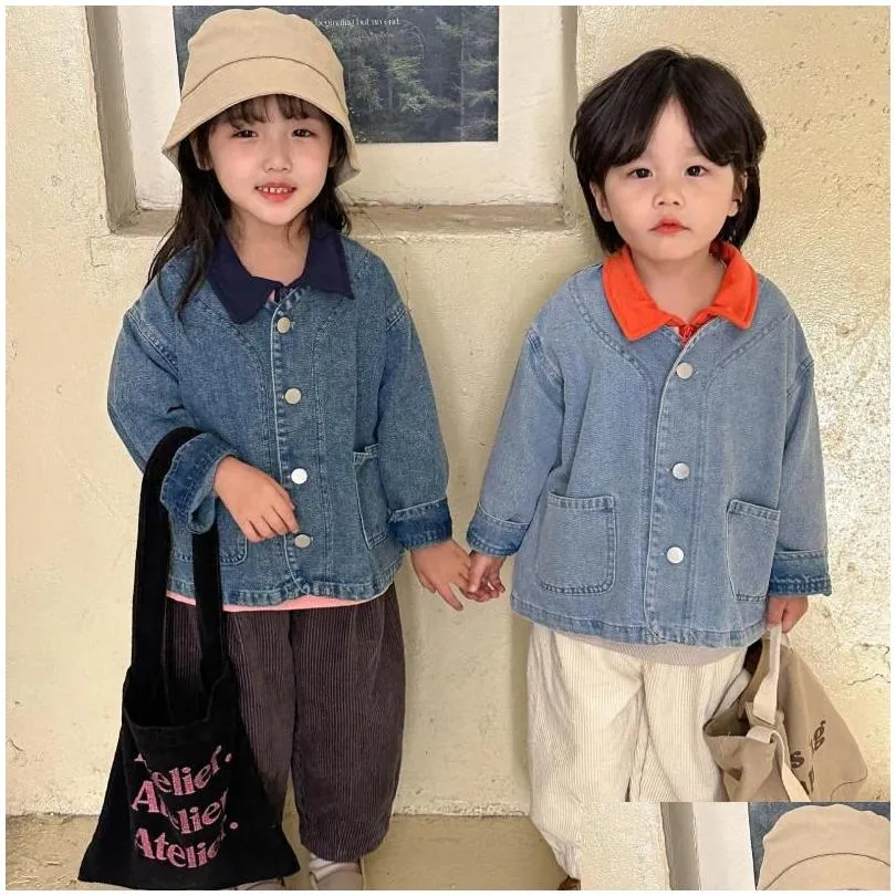 jackets 2024 fashionable baby jacket casual coat children denim top boys and girls spring autumn korean style cardigan