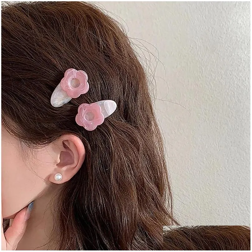 hair accessories 1pair mini flower hairpin side clip duckbill pink girl bangs kids summer dopamine headdress three colors