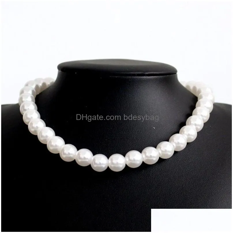 Chokers 4Mm 6Mm 8Mm 10Mm Pearl Beaded Chokers Necklaces Jewelry For Women Girl Party Club Wedding Fashion Accessories Drop Delivery Je Dhyq3